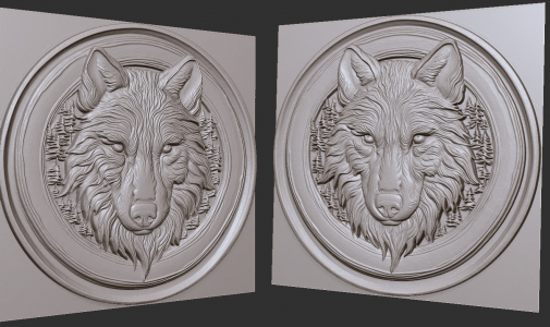 wolf pine trees2 in a circle 3d model for CNC, laser or engraving