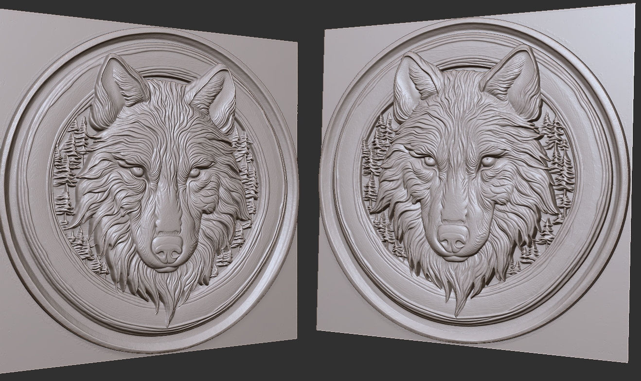 wolf-pine-trees2-in-a-circle-3d-model-for-cnc-laser-or-engraving